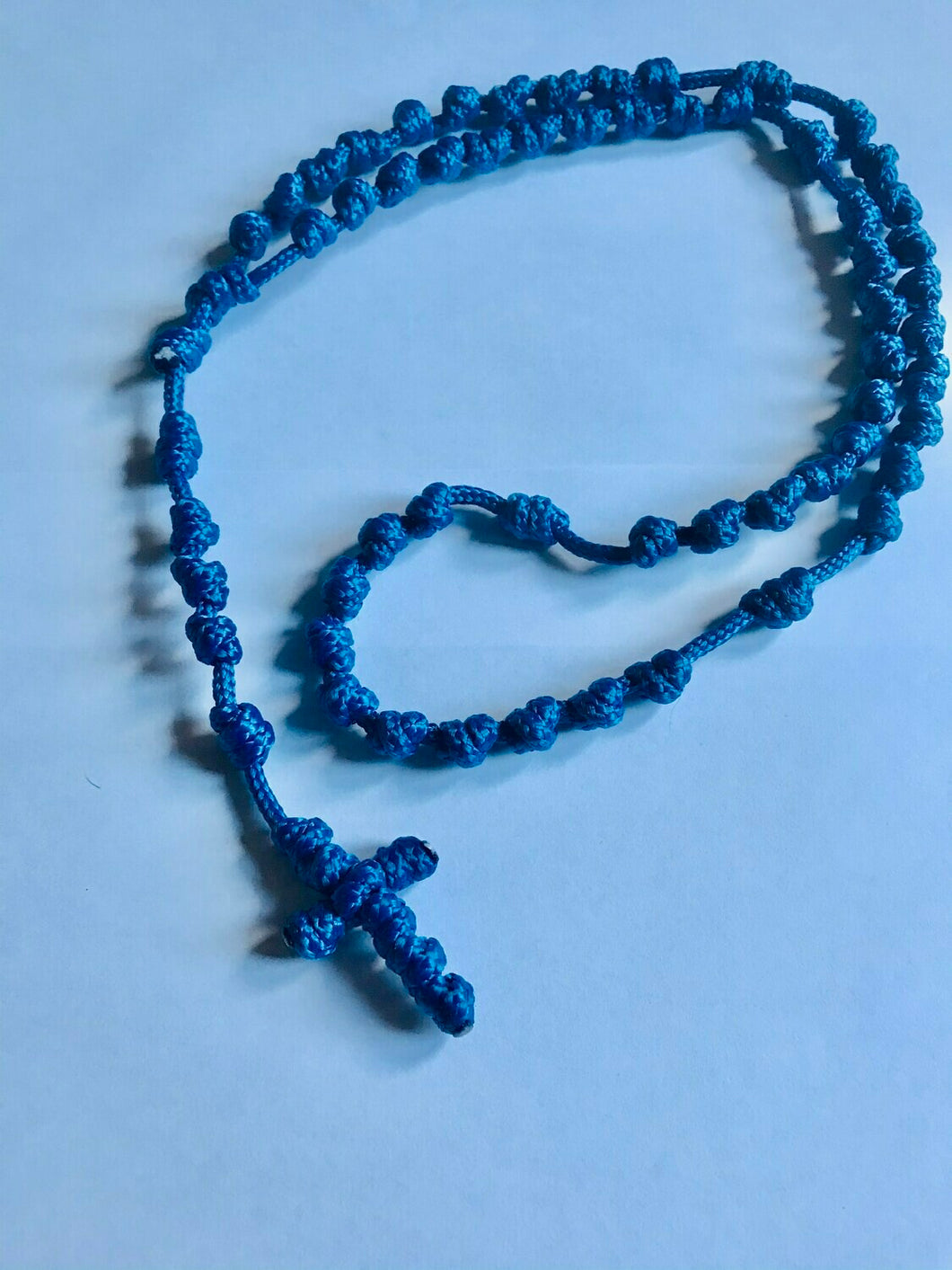Monk-made cord CHILWORTH ROSARY BEADS - SMALL/light blue