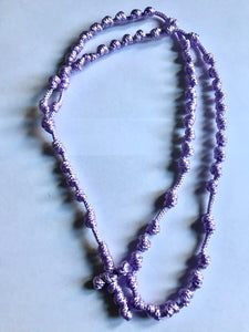 Monk-made cord CHILWORTH ROSARY BEADS - mauve/light purple