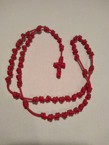 Monk-made cord Chilworth Rosary Beads - SMALL/red